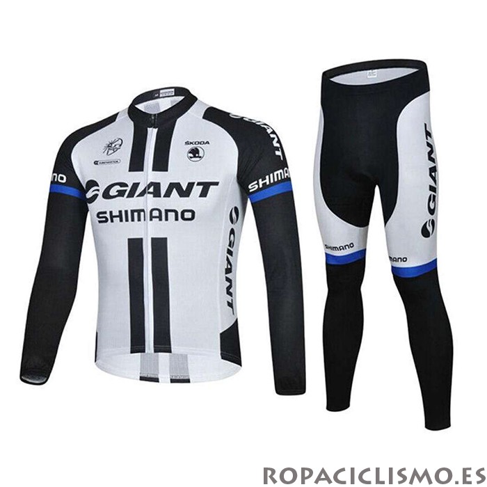 2021 Maillot Giant Alpecin Tirantes Mangas Largas Negro Blanco